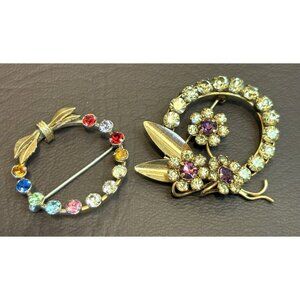 VINTAGE 2 GOLD FILLED BROOCH PIN LOT SIGNED Krementz & Star Art 10g